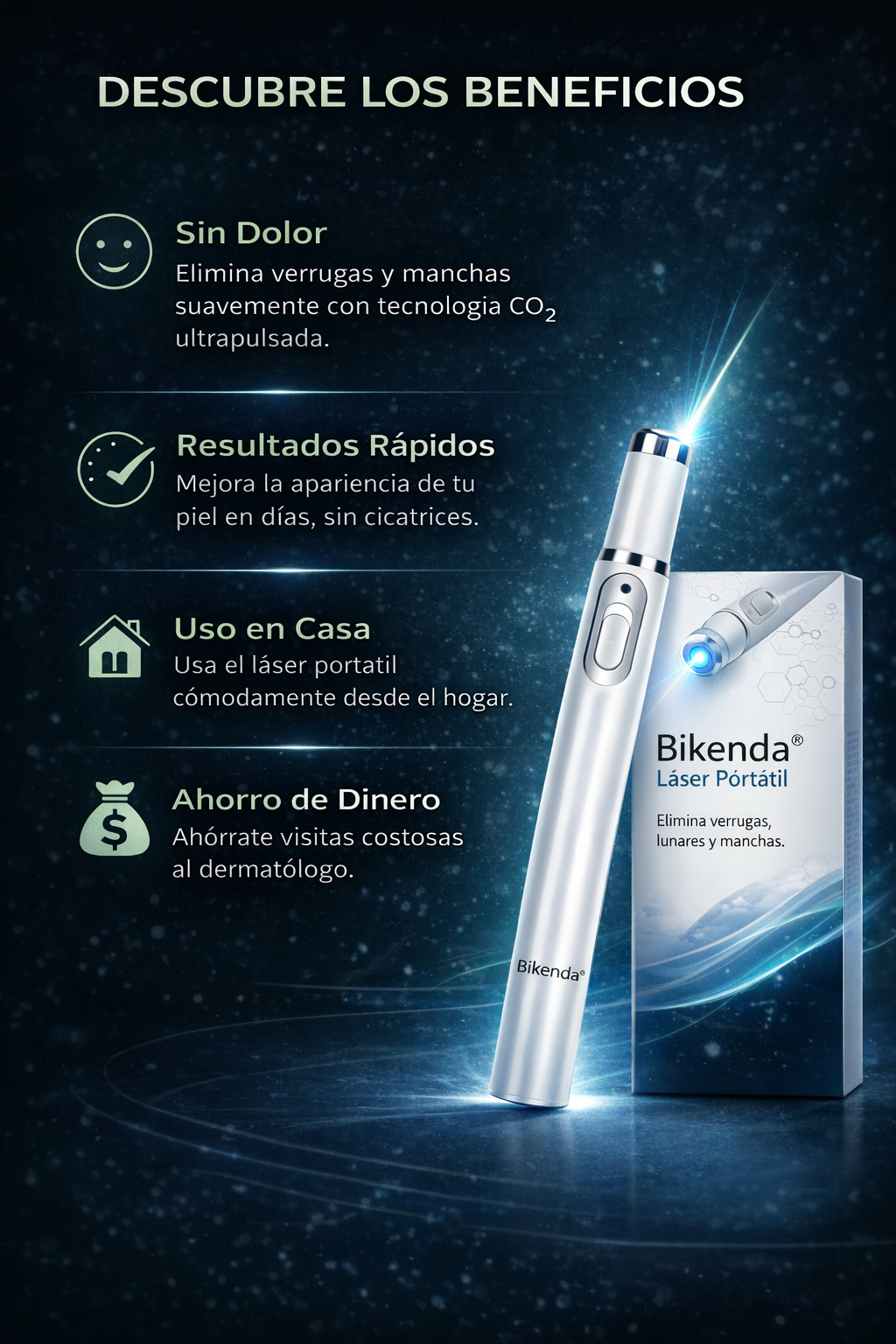 Bikenda® Láser Portátil – Elimina Verrugas, Lunares y Manchas