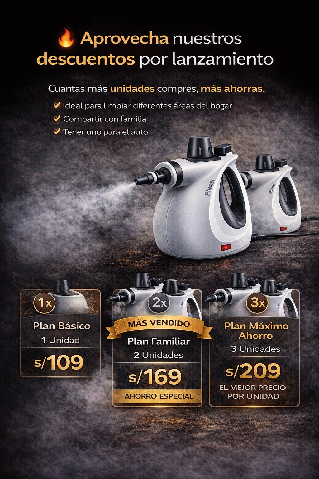 Phueut ™ - Limpiador a vapor portátil presurizado multiusos