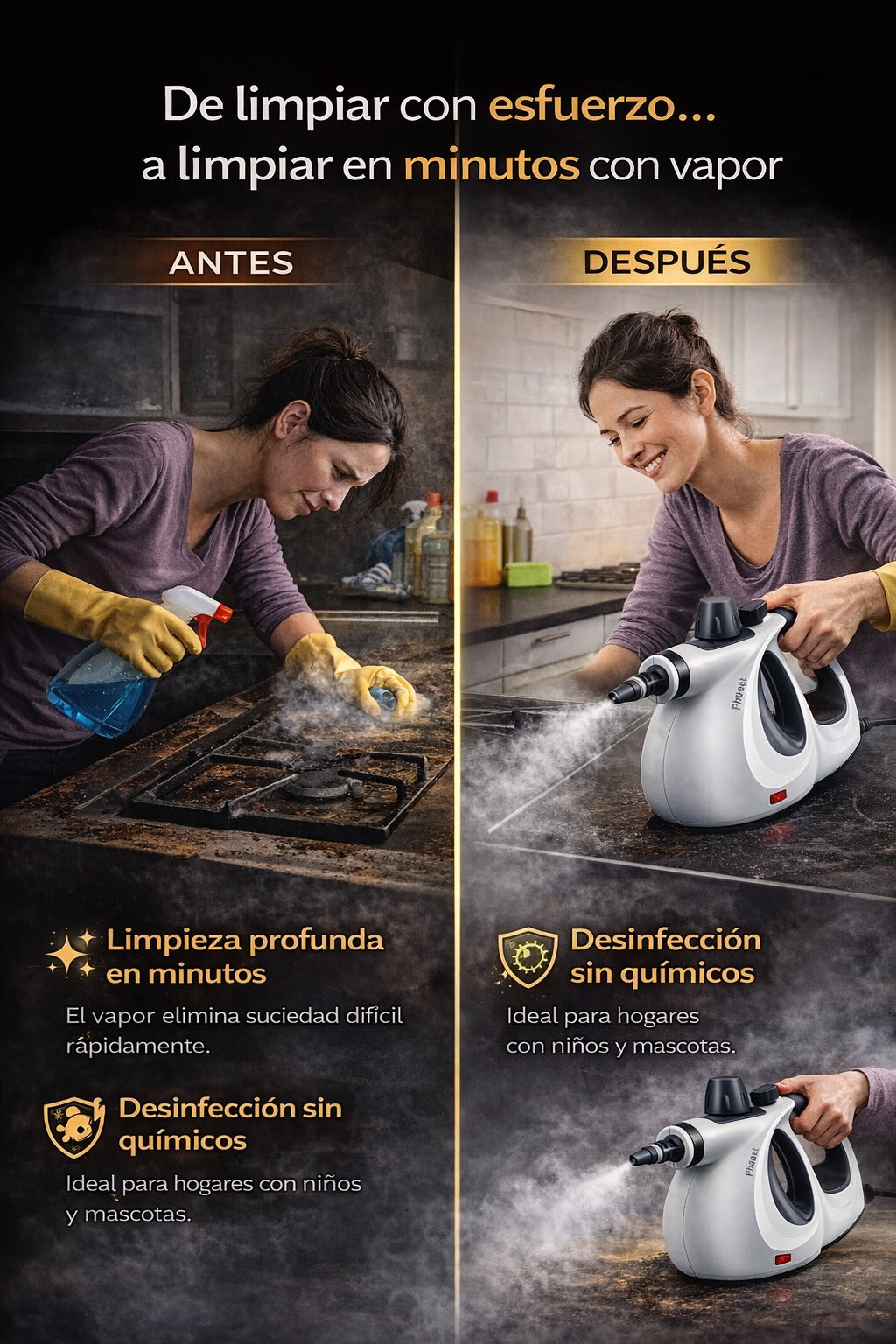 Phueut ™ - Limpiador a vapor portátil presurizado multiusos